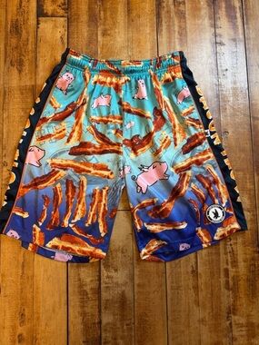 Flow Society Shorts Pig Bacon Youth XL blue lacrosse LAX
